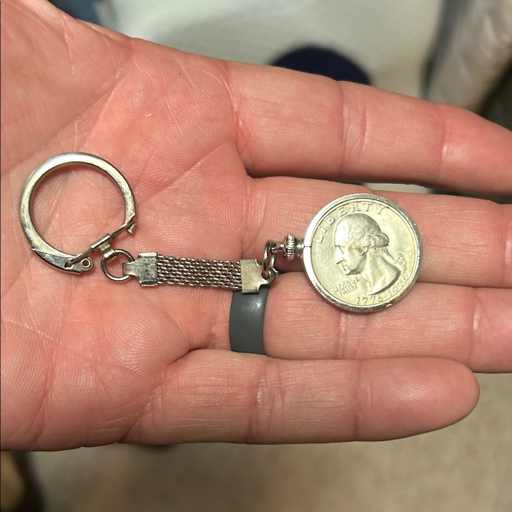 Silver Coin Keychain 1976 Quarter